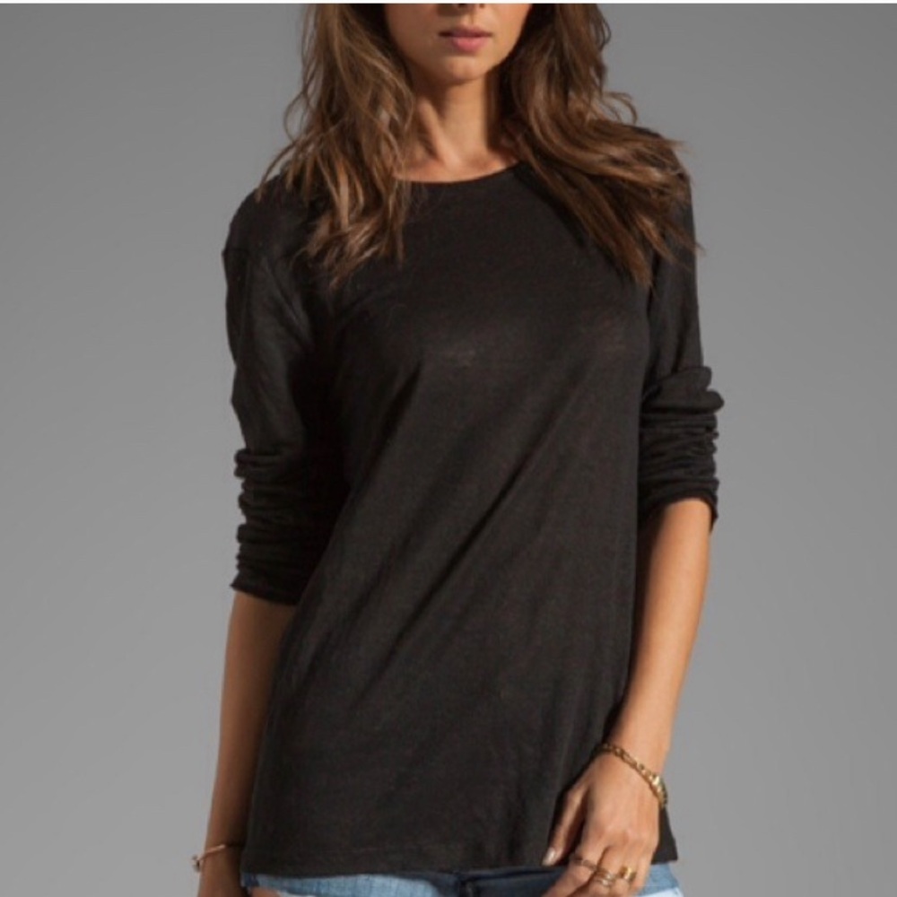 Linen silk long sleeve tee